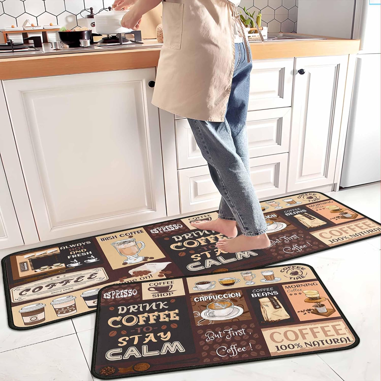 Coffee Equipment For Camping - VIKAMA 2PC Coffee Kitchen Rugs and